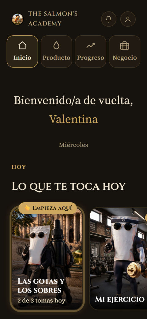 Pantalla de Inicio con lo que te toca hoy